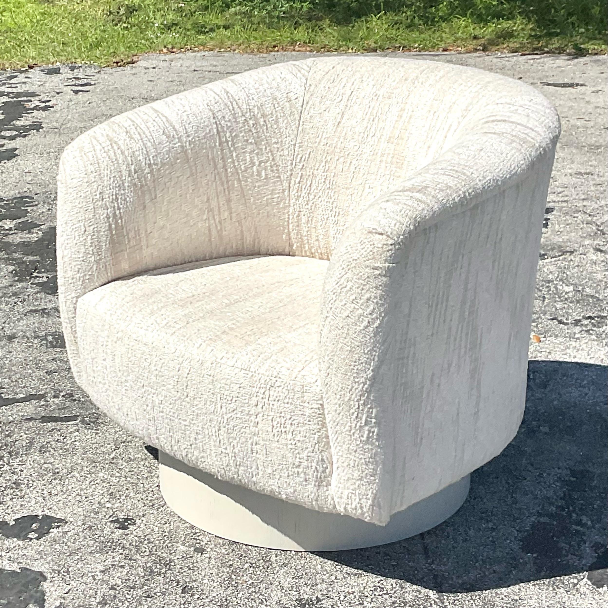 Contemporary Vintage Custom Barrel Swivel Chair