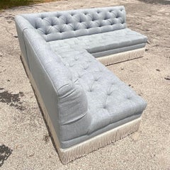 Vintage Custom Boho O'Henry Tufted Banquette Sectional Sofa