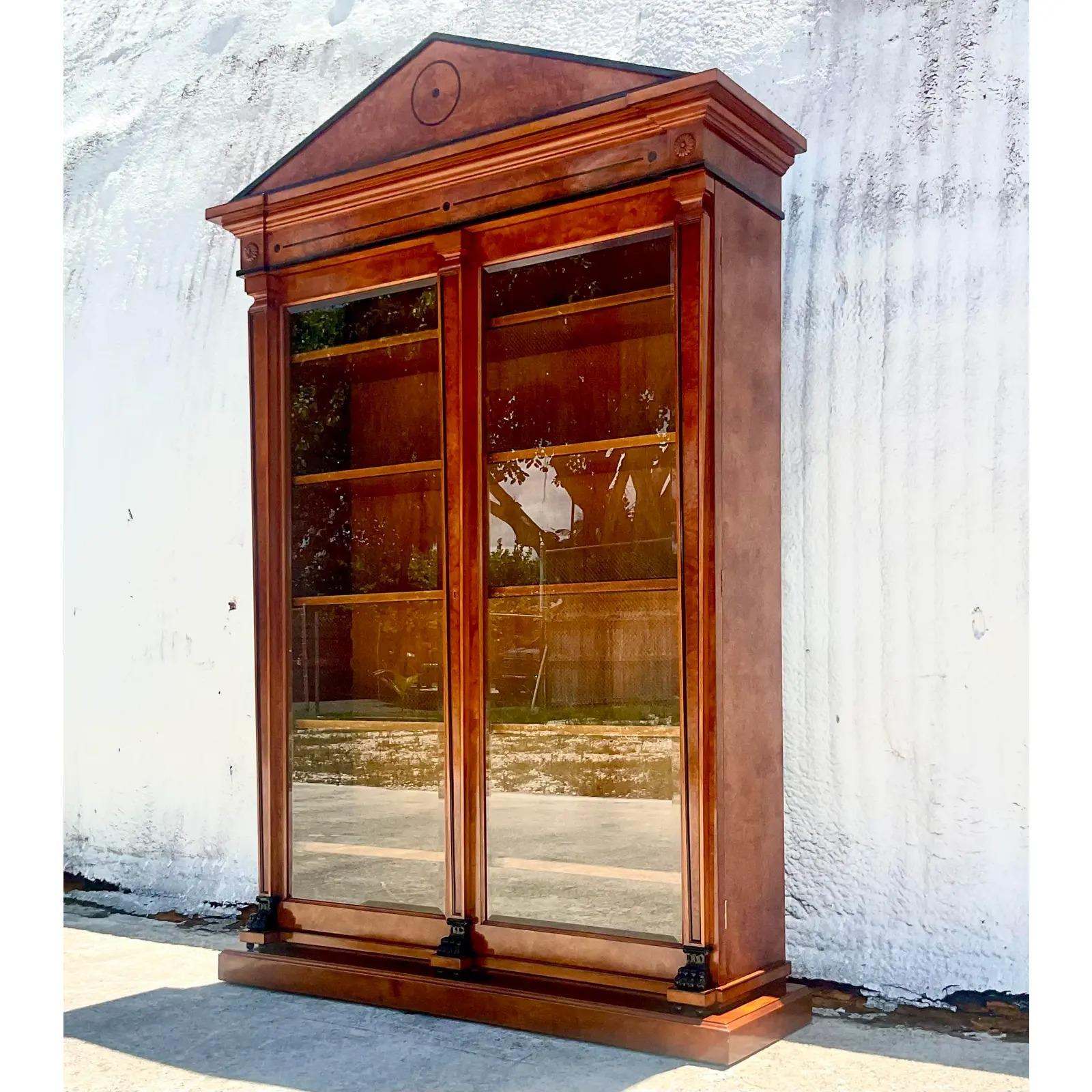 Biedermeier Vintage Custom Built KPS Pediment Bourbon Cabinet For Sale