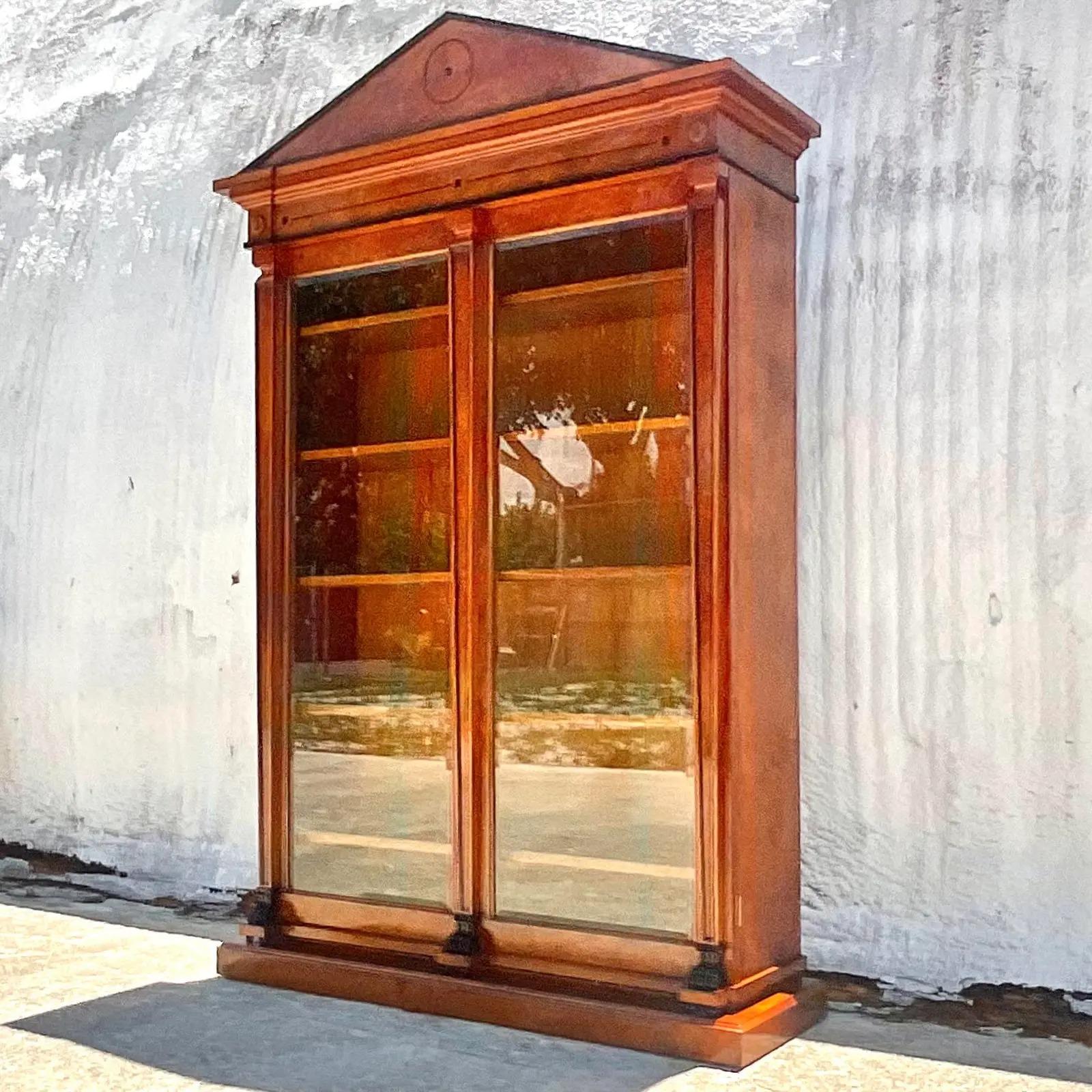 North American Vintage Custom Built KPS Pediment Bourbon Cabinet For Sale