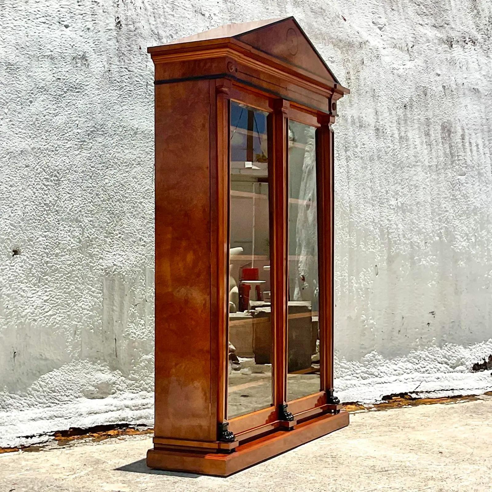 Vintage Custom Built KPS Pediment Bourbon Cabinet In Good Condition For Sale In west palm beach, FL