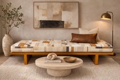 Vintage Custom California Modern Daybed, Solid Wood Slatted Base, LA Modern