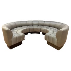 Vintage Custom Channel Back Modular Wedge Circular Sectional Lounge Sofa