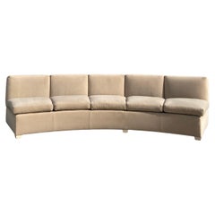 Vintage Custom Curved Cream Colored 5-Seater Sofa