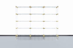 Vintage Custom Etagere/Shelving Unit in Lucite and Brass by Charles Hollis Jones