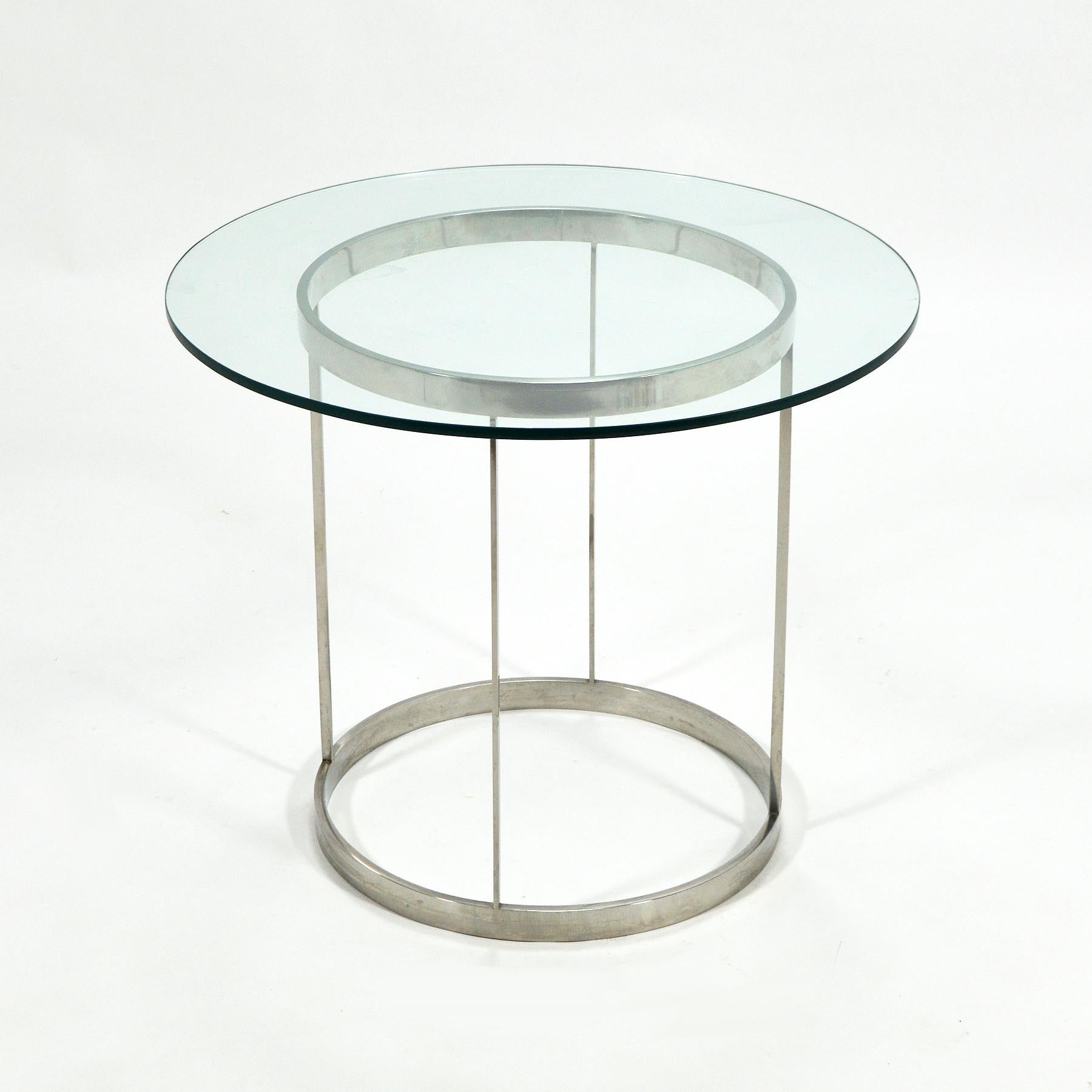 Vintage Custom Fabricated Stainless Steel Side Table For Sale 1