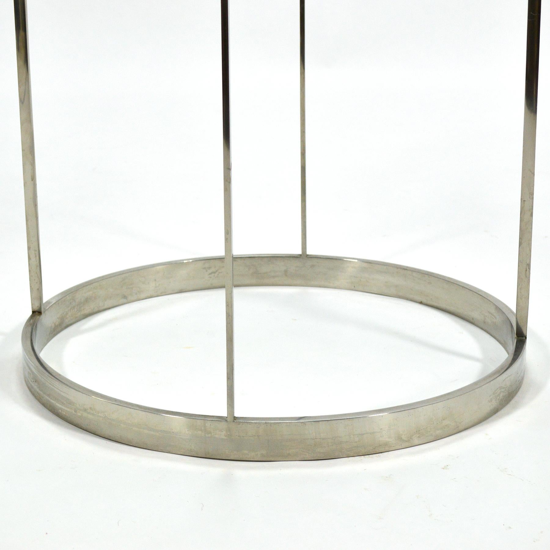 Modern Vintage Custom Fabricated Stainless Steel Side Table For Sale