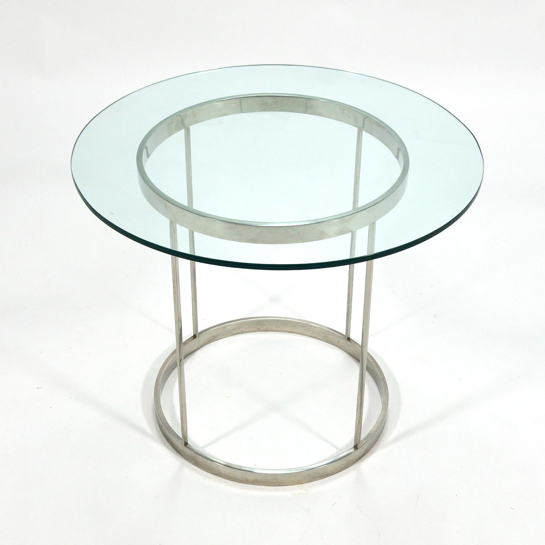 Late 20th Century Vintage Custom Fabricated Stainless Steel Side Table For Sale