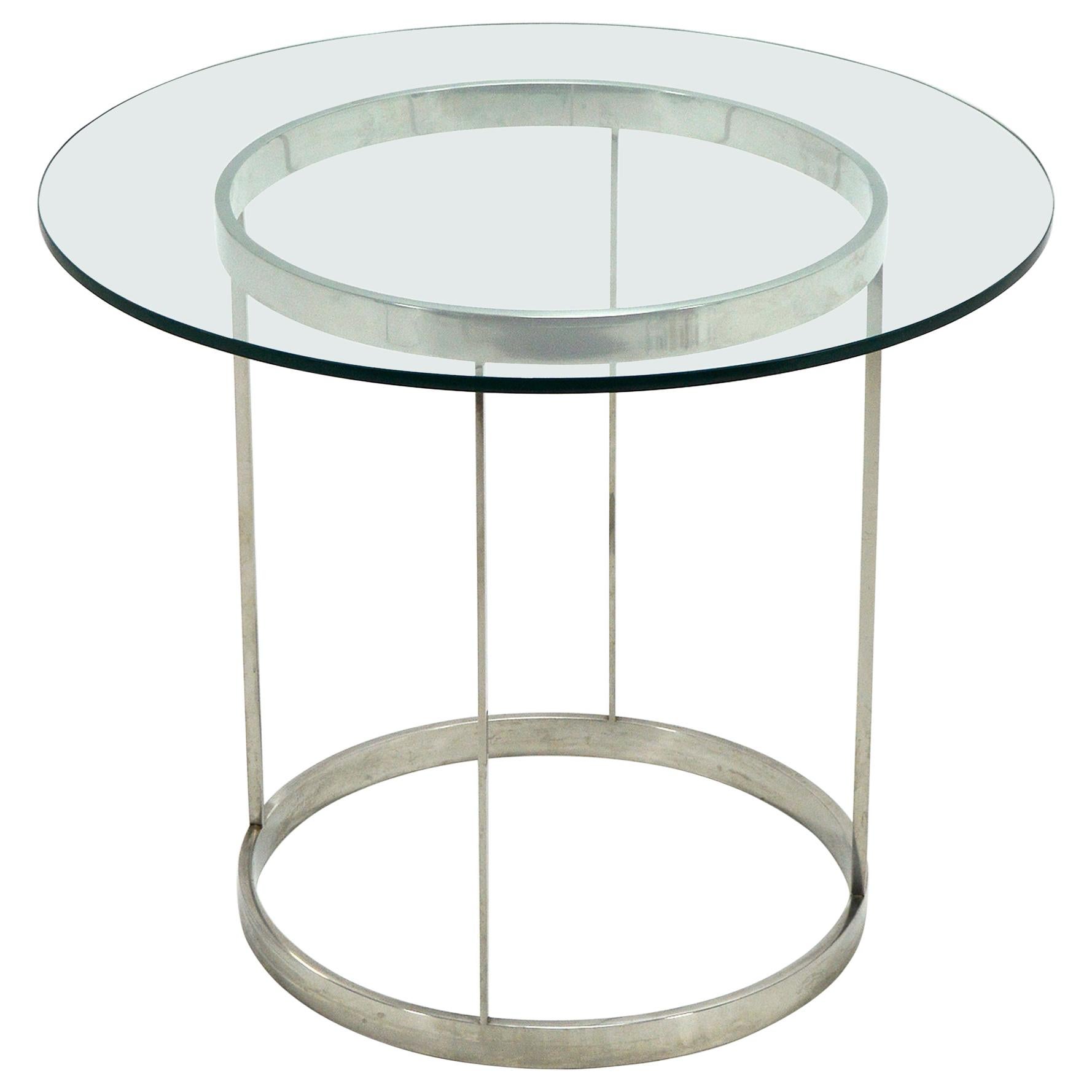 Vintage Custom Fabricated Stainless Steel Side Table For Sale