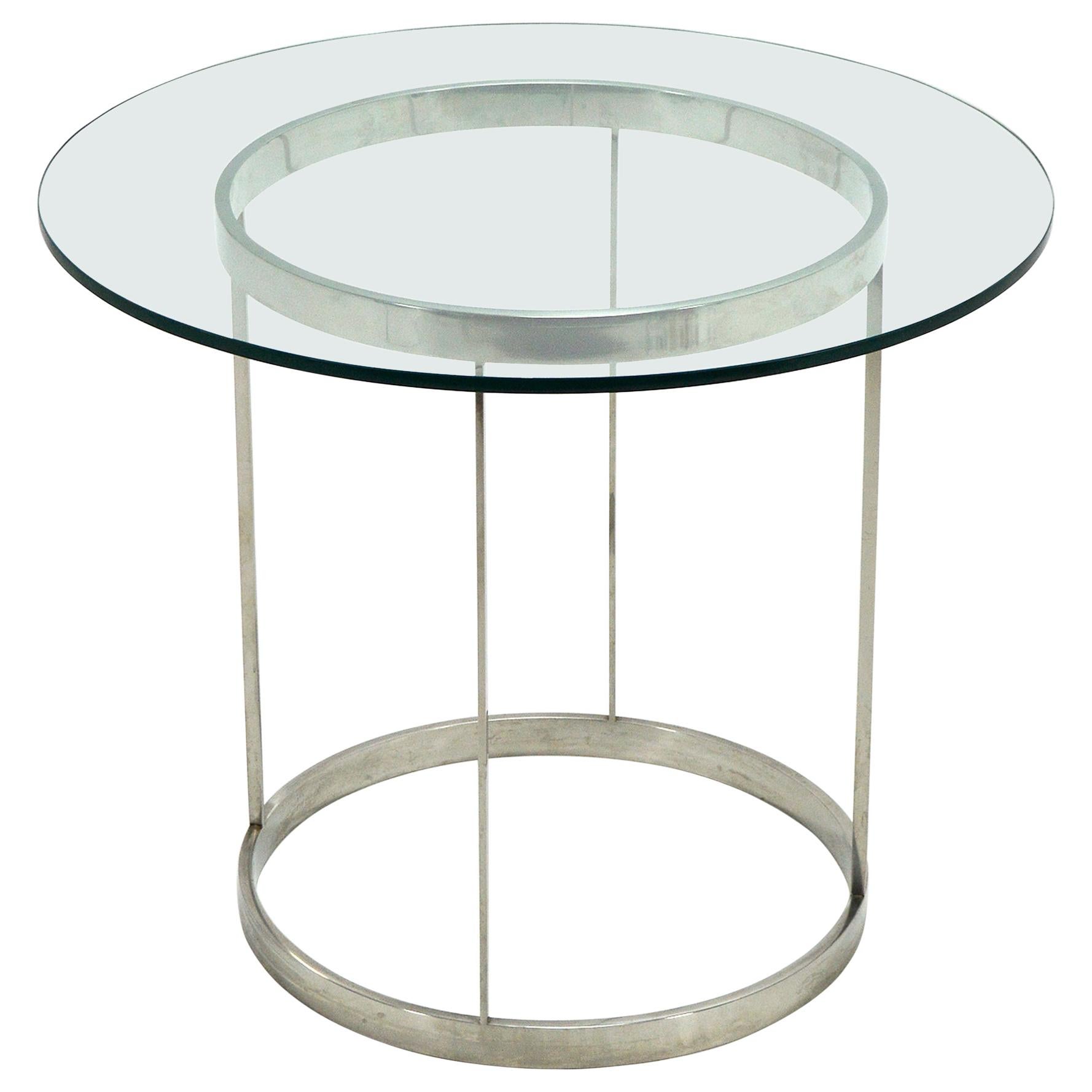 Table d'appoint vintage en acier inoxydable fabriquée sur-mesure