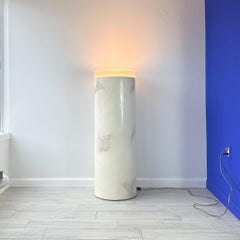 Vintage Custom Faux Goatskin Lacquered Light Up Pedestal