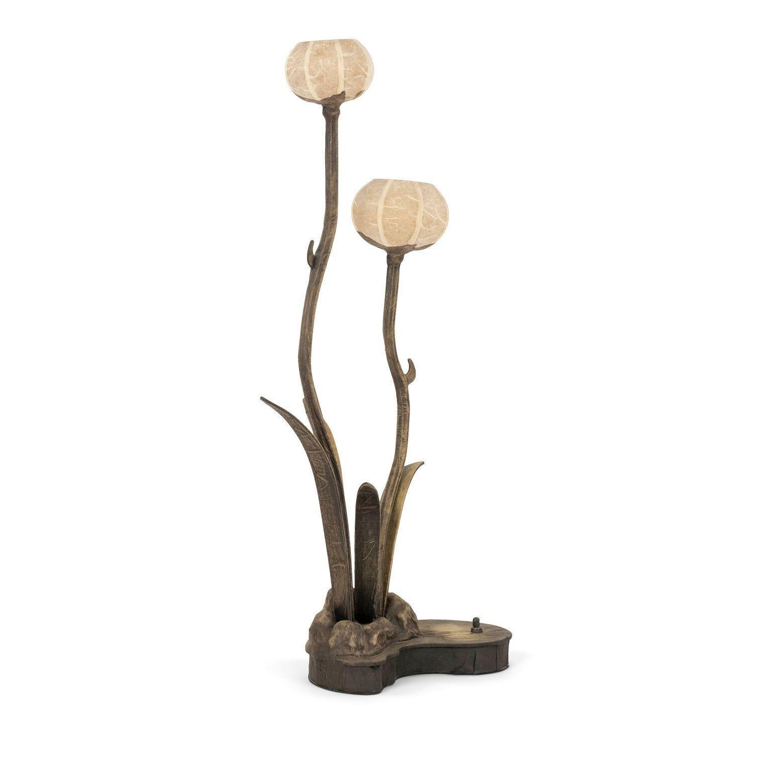 Hand-Carved Vintage Custom 'Flower' Table Lamp For Sale