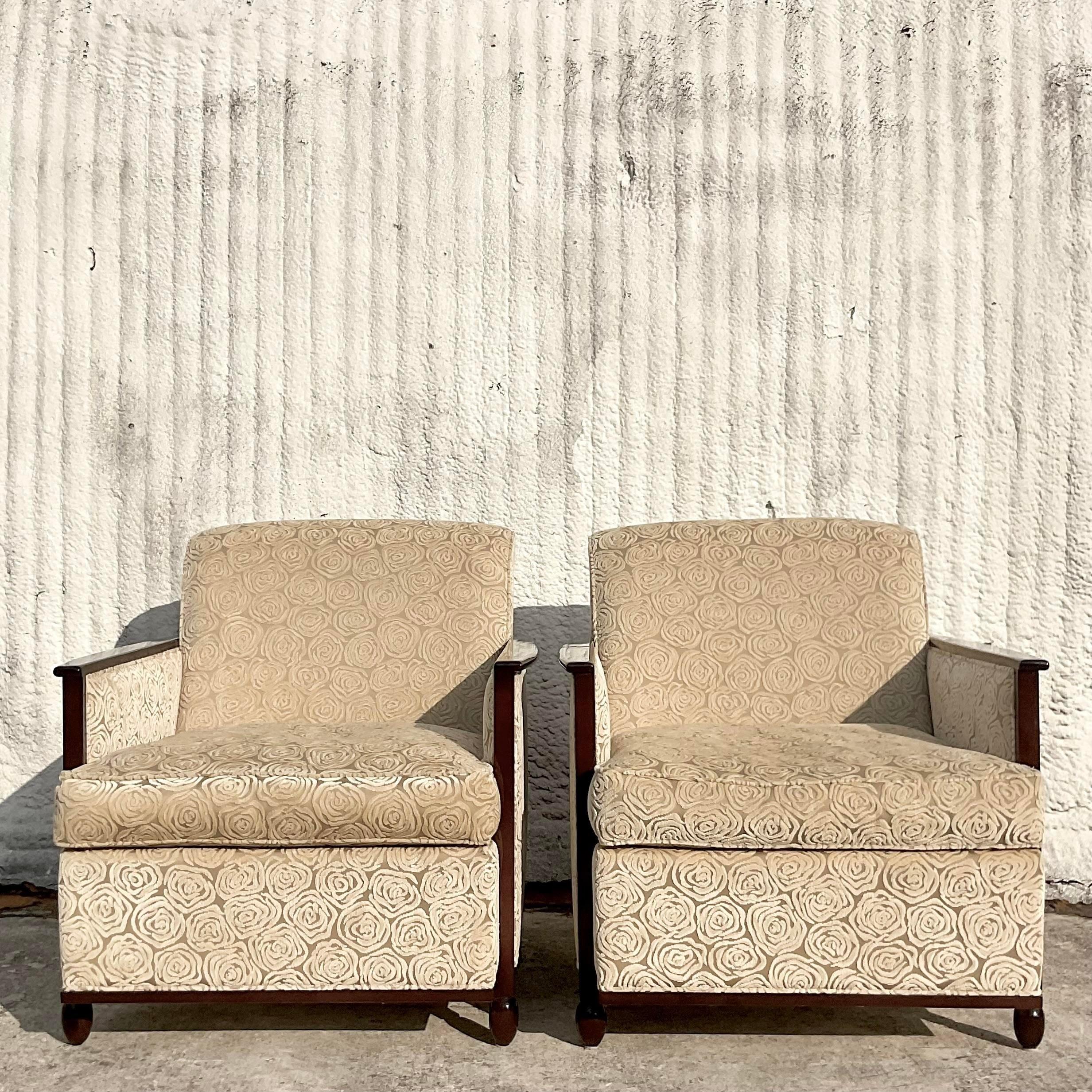 Vintage Custom Geoffrey Bradfield Deco Lounge Chairs - a Pair For Sale 3