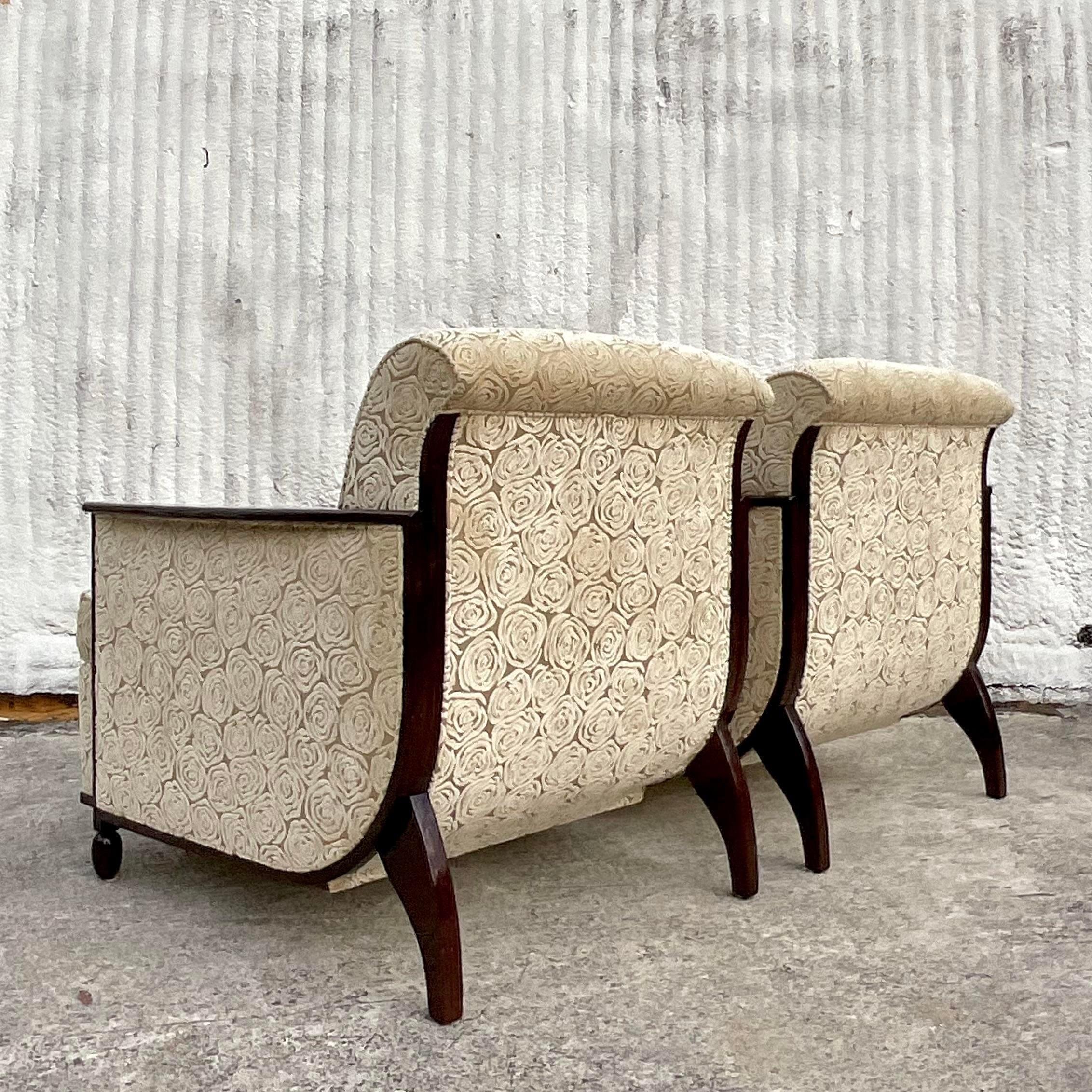 Vintage Custom Geoffrey Bradfield Deco Lounge Chairs - a Pair For Sale 1