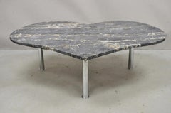 Vintage Custom Heart Shaped Italian Marble Top Hollywood Regency Coffee Table