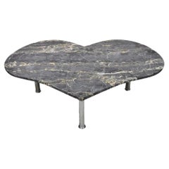 Vintage Custom Heart Shaped Italian Marble Top Hollywood Regency Coffee Table