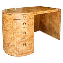 Retro Custom Horseshoe Shaped Burl Wood Desk