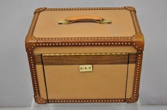 Vintage Custom Italian Leather Toiletry Box Case Travel Trunk w/ Brass Nail Trim