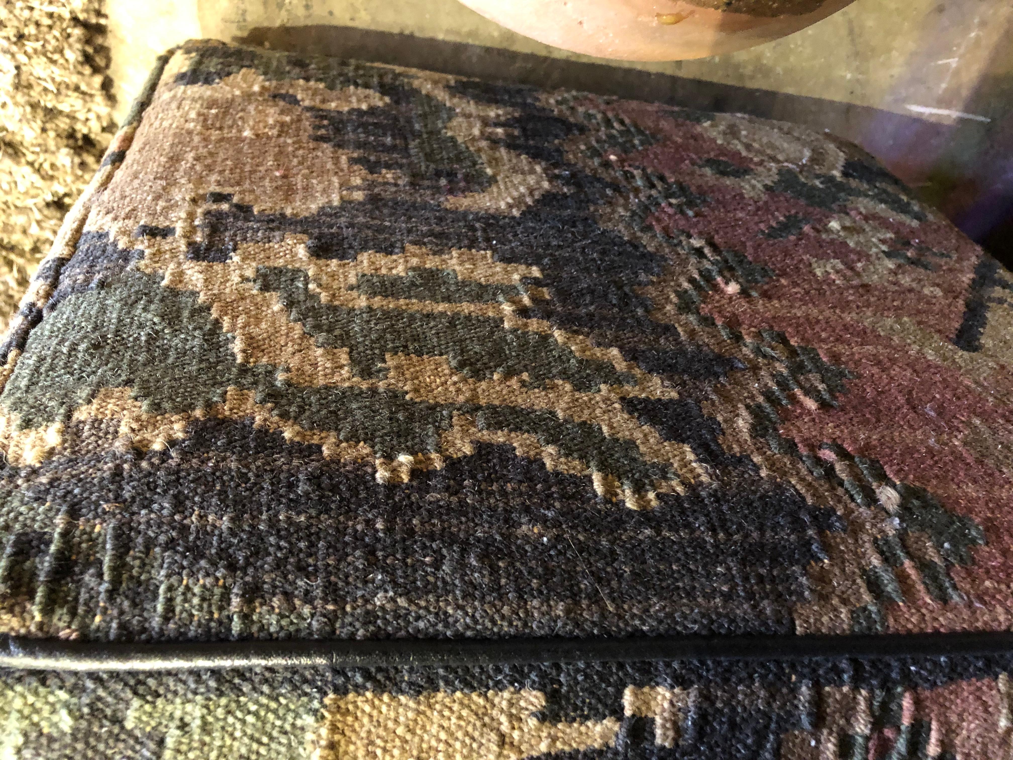 Mid-Century Modern Vintage Custom Kilim Ottoman