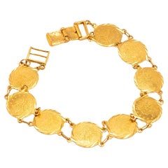 Vintage Custom-Made 22k Yellow Gold "Coin" Link Bracelet
