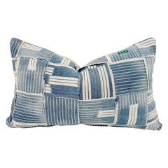 Vintage Custom Made Batik Blue Accent Pillow