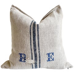 Used Custom Made European Grainsack Pillow with Down Feather Insert