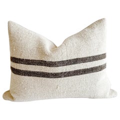 Vintage Custom Made European Grainsack Pillow with Down Feather Insert