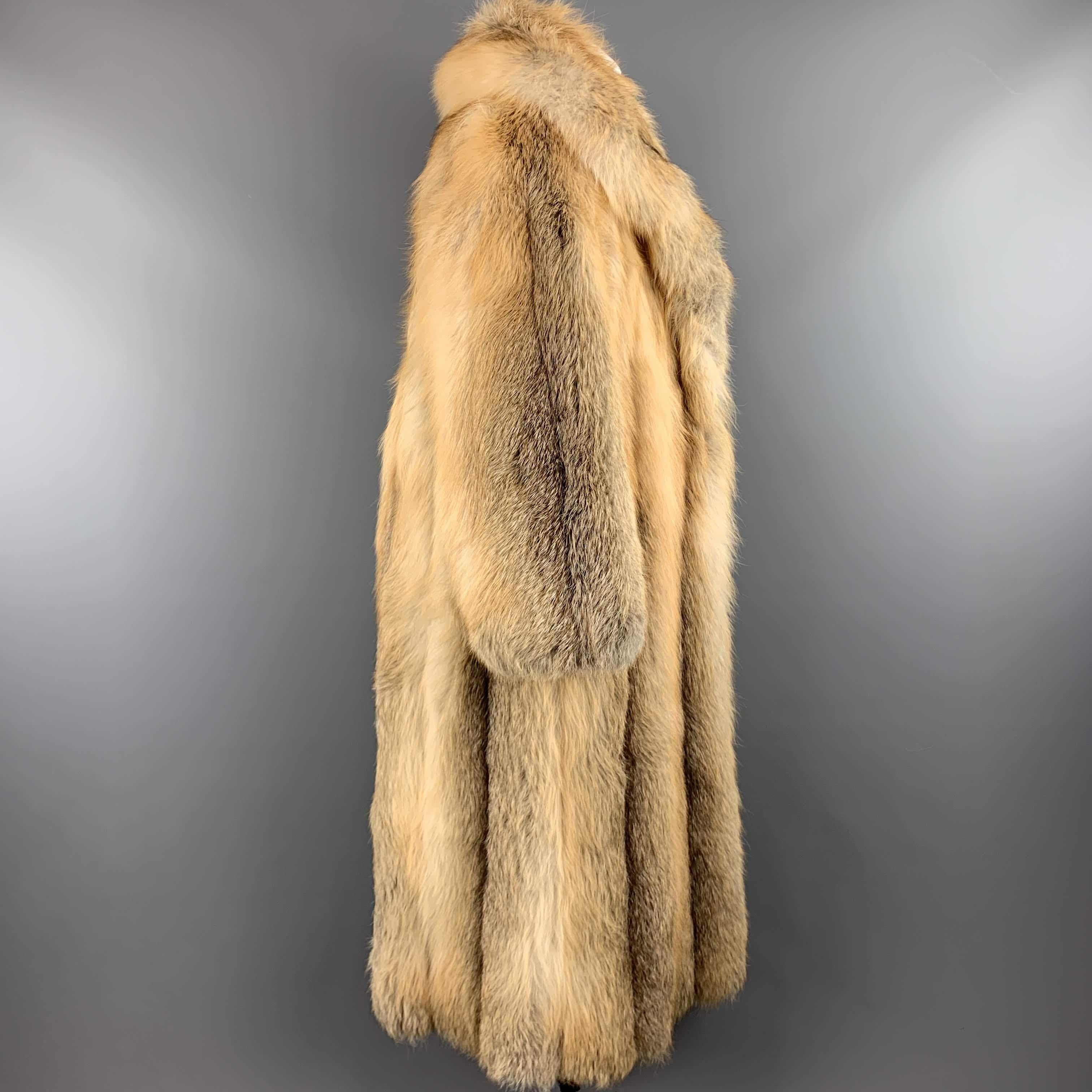 Beige Vintage CUSTOM MADE M Gold Red Fox Fur Long Coat / Jacket