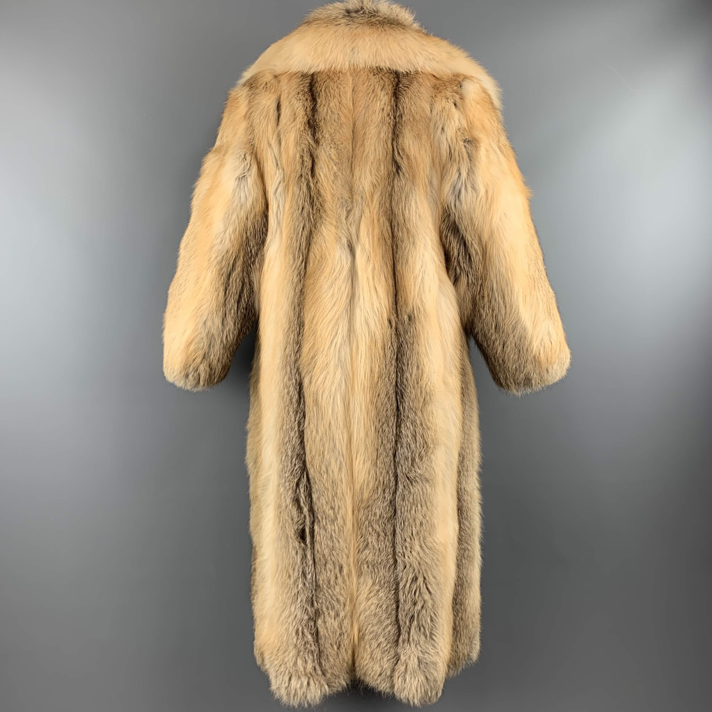 Vintage CUSTOM MADE M Gold Red Fox Fur Long Coat / Jacket In Good Condition In San Francisco, CA