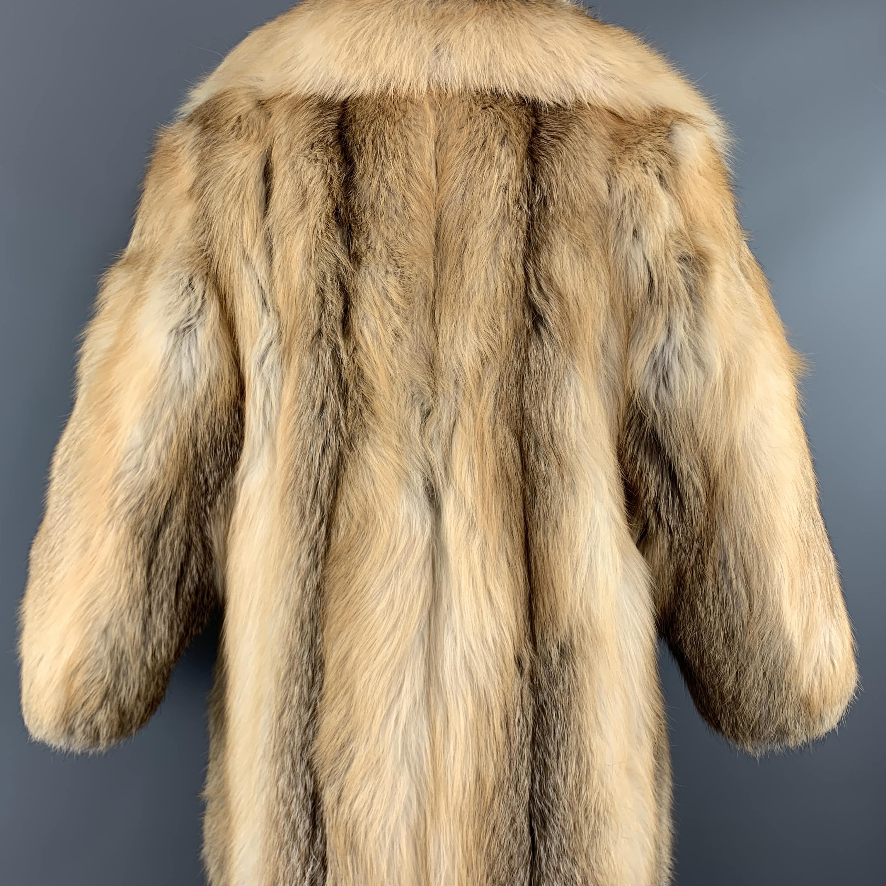 Women's Vintage CUSTOM MADE M Gold Red Fox Fur Long Coat / Jacket