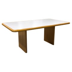 Retro Custom Made Tobocman Wood and White Laminate Dining Kitchen Table