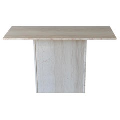 Table console vintage en travertin faite sur-mesure, vers 1970