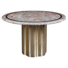 Vintage custom pink marble and metal dining table attr. Karl Springer, 20th c.
