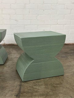 Vintage Custom Reeded Side tables - Pair