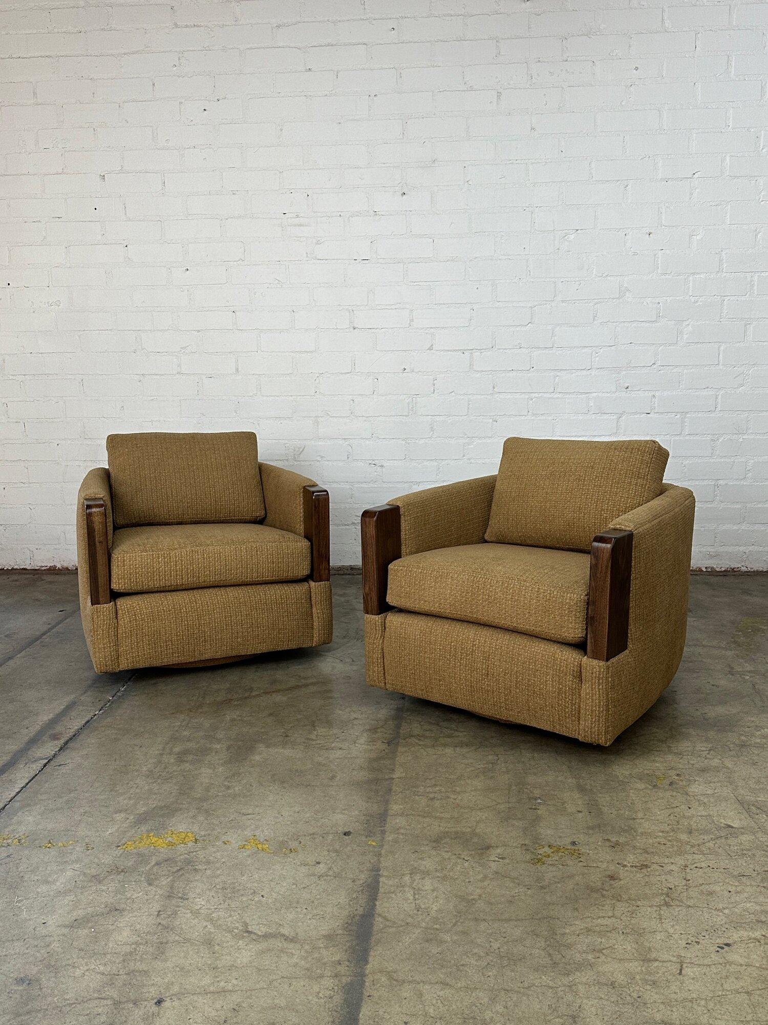 Mid-Century Modern Vintage custom swivel chairs -pair For Sale