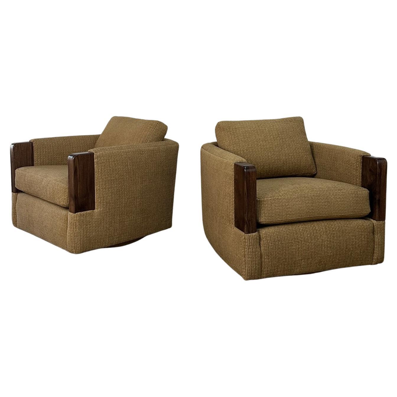 Vintage custom swivel chairs -pair For Sale