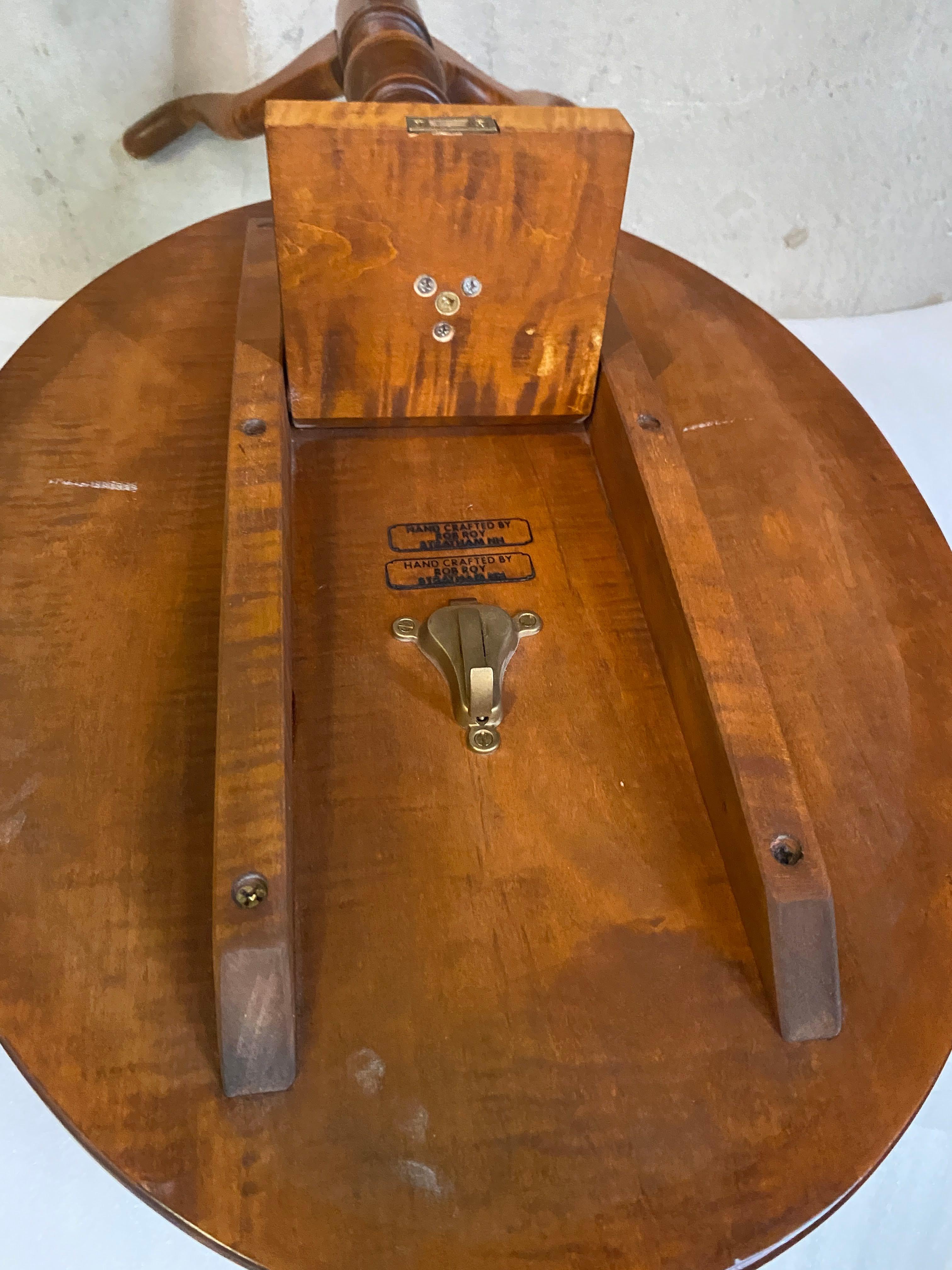 Vintage Custom Tiger Maple Tilt-Top Tea Table by Rob Roy 2