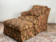 Vintage Custom Upholstered Club Chair and Ottoman