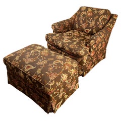 Vintage Custom Upholstered Club Chair and Ottoman