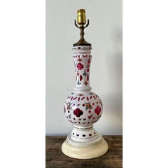 Vintage Cut Colored Glass Table Lamp