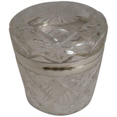 Antique Cut Crystal and Sterling Silver Box, Birmingham, 1931
