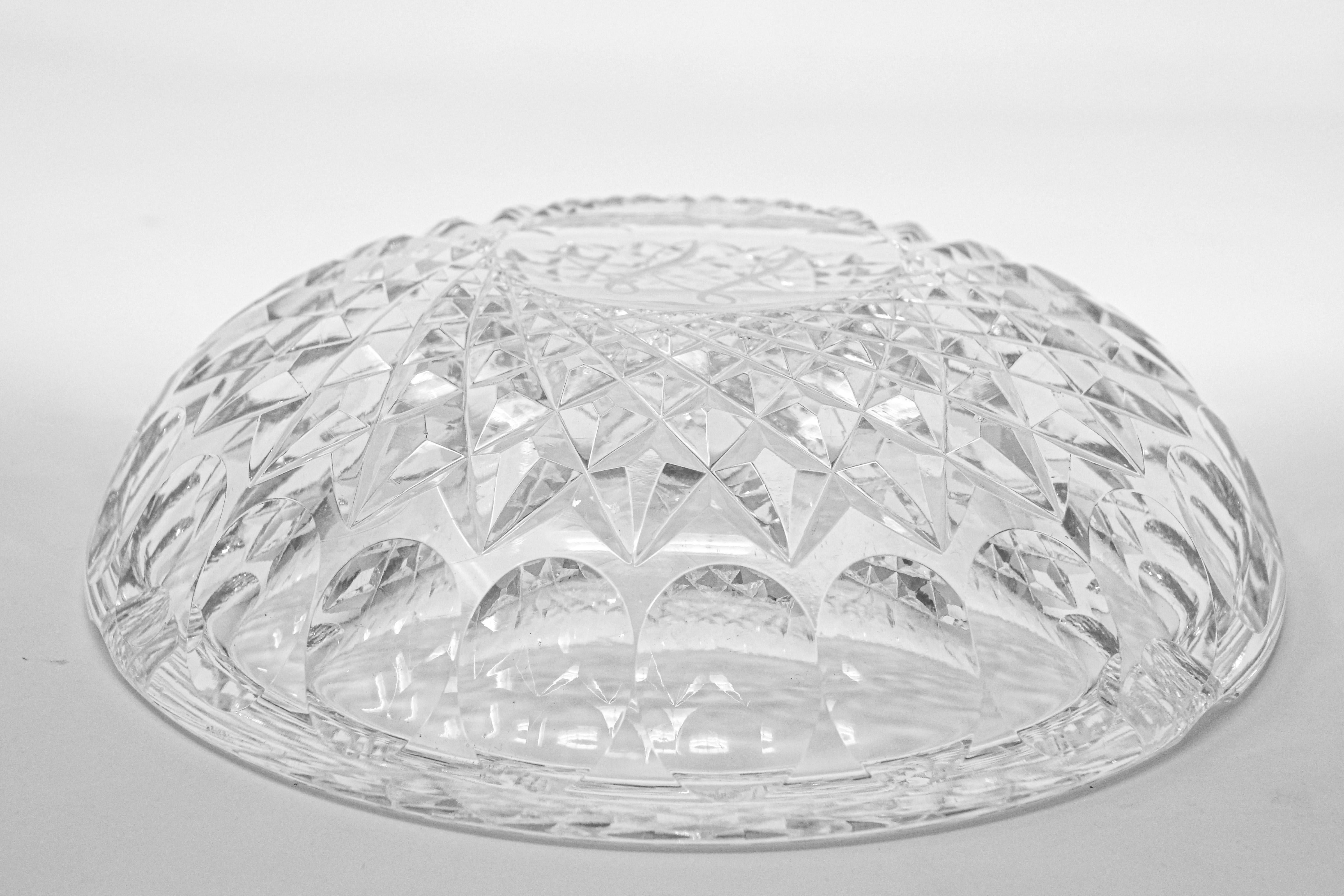Vintage Cut Crystal Clear Glass Ashtray Monogrammed For Sale 1