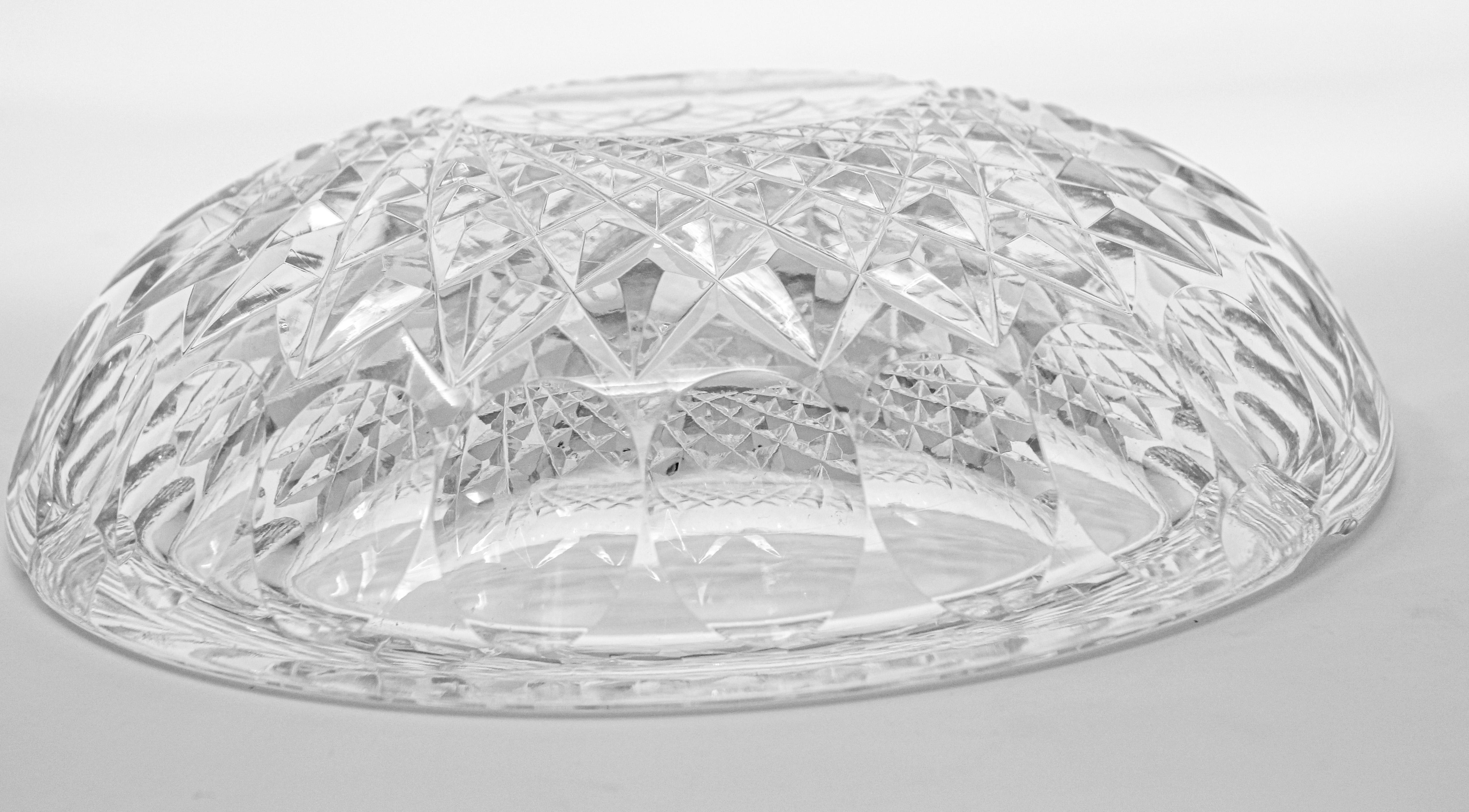 Vintage Cut Crystal Clear Glass Ashtray Monogrammed For Sale 2