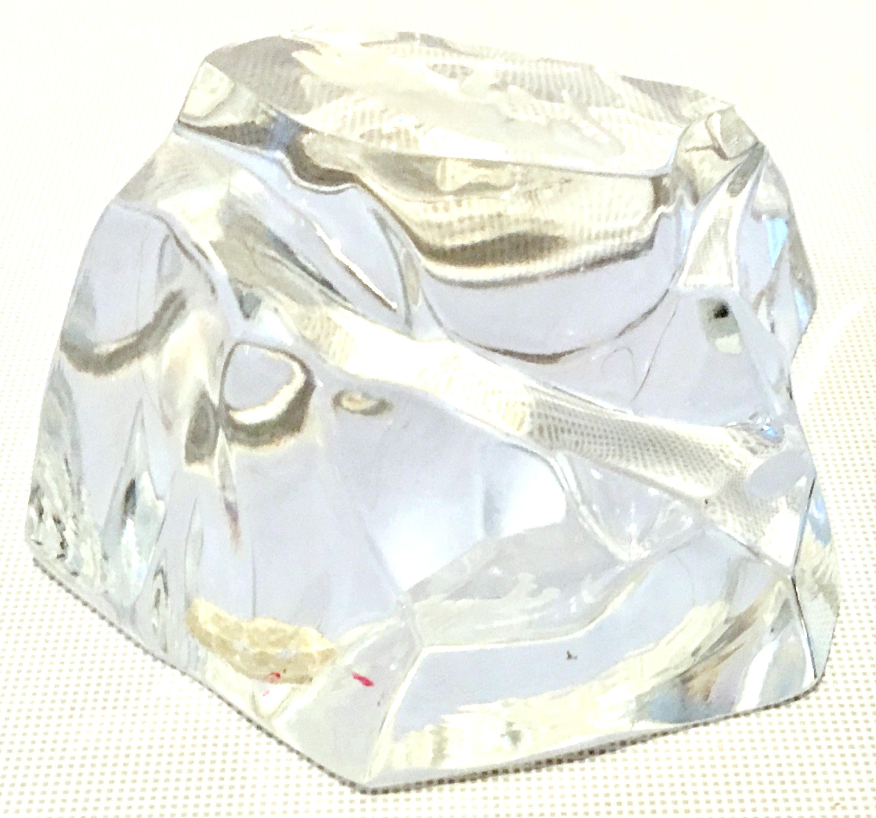 Belgian Vintage Cut Crystal & Frosted Organic Form Paper Weight By Val St. Lambert For Sale