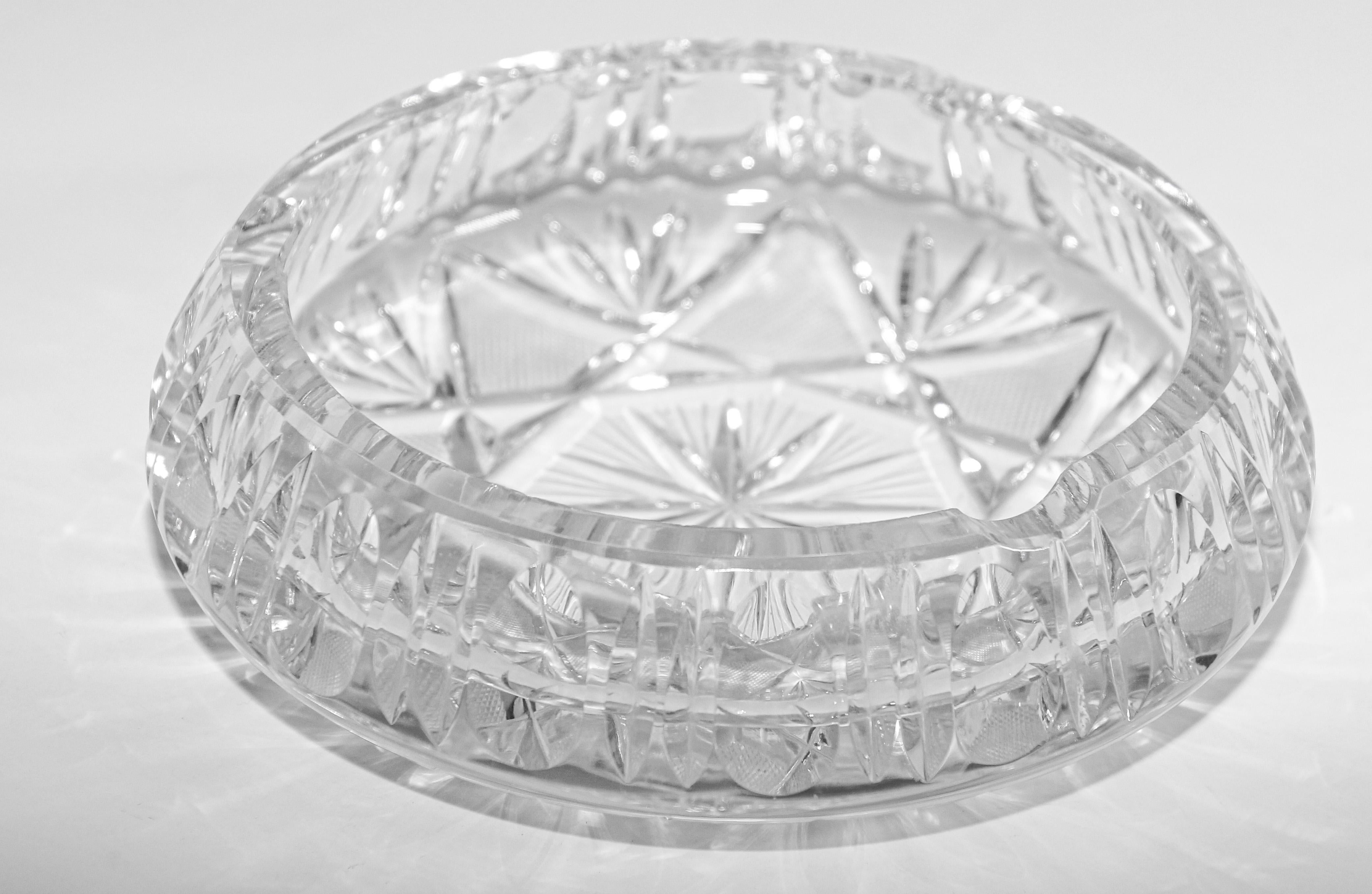 Mid-20th Century Vintage Cut Crystal Glass Ashtray, Italy, 1960s For Sale