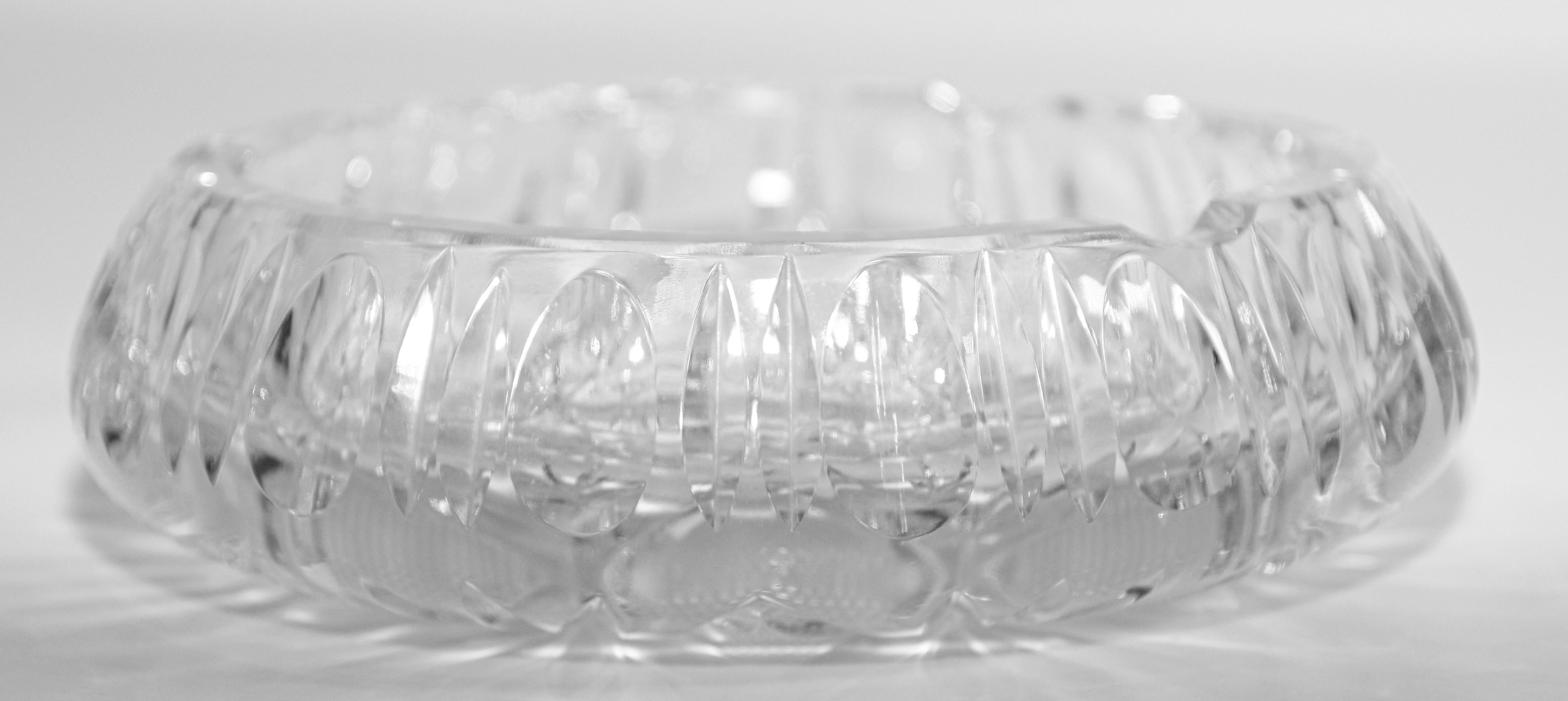 Vintage Cut Crystal Glass Ashtray, Italy, 1960s For Sale 1