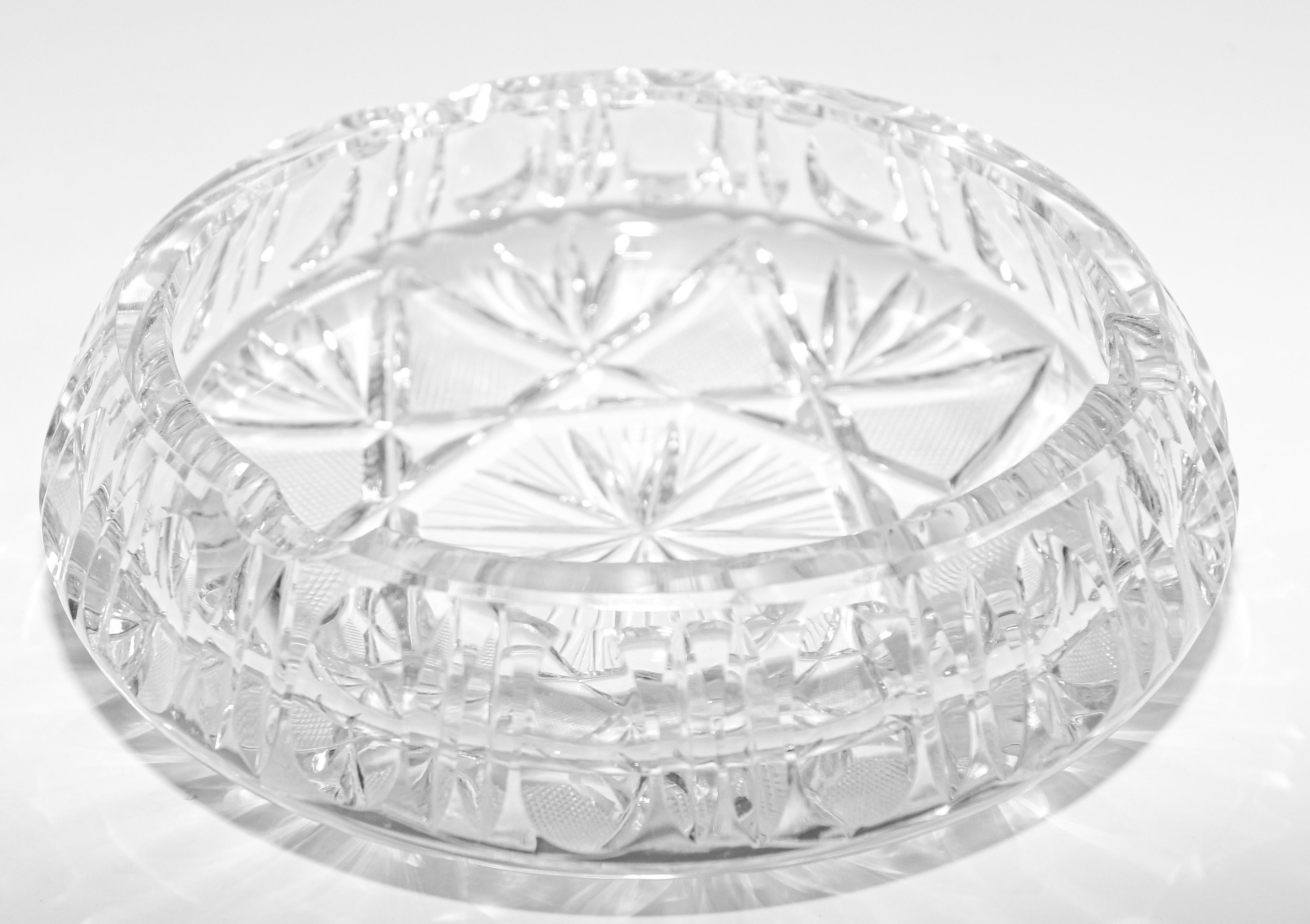 Vintage Cut Crystal Glass Ashtray, Italy, 1960s For Sale 2