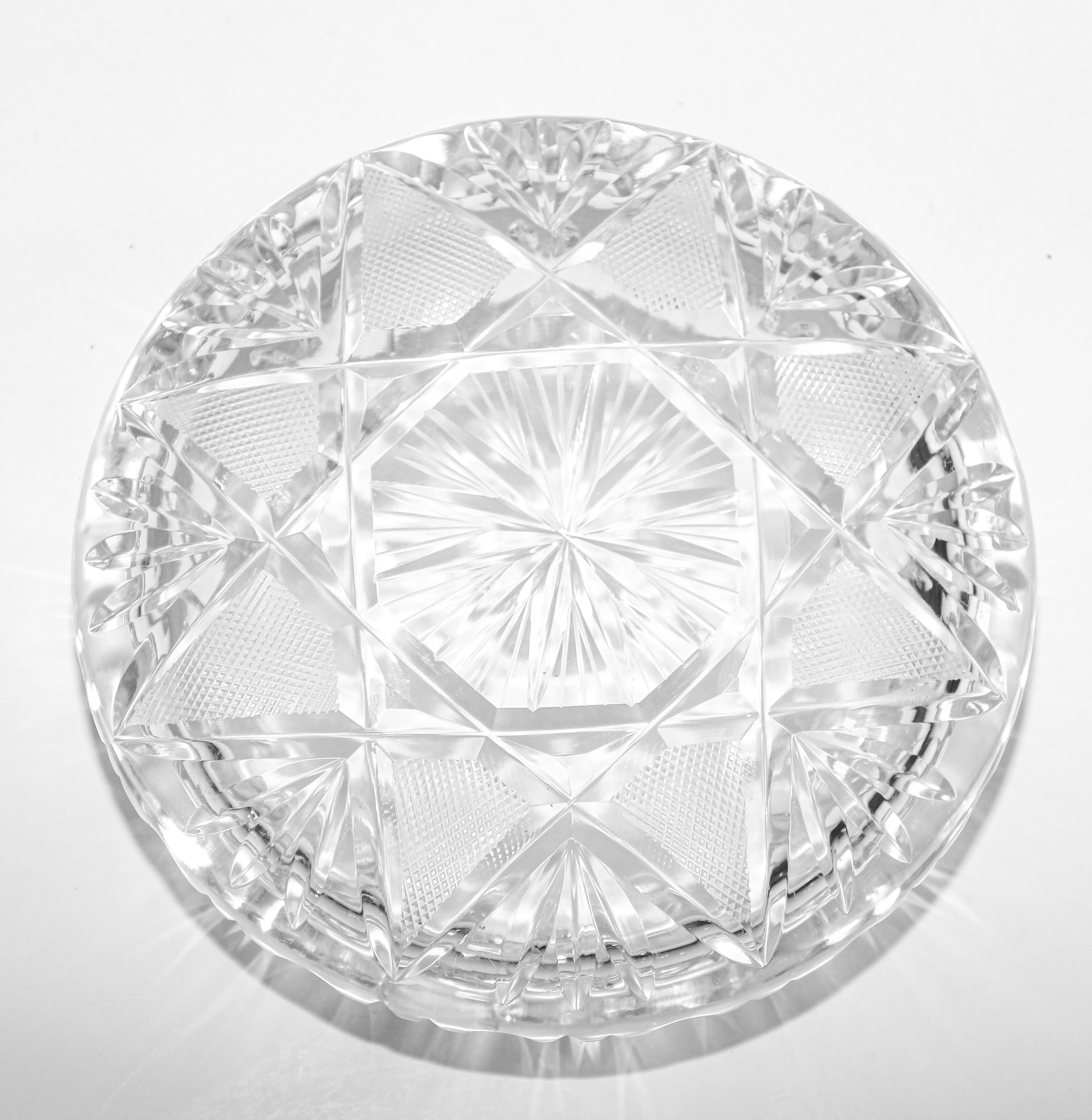 Modern Vintage Cut Crystal Glass Ashtray, Italy, 1960s For Sale