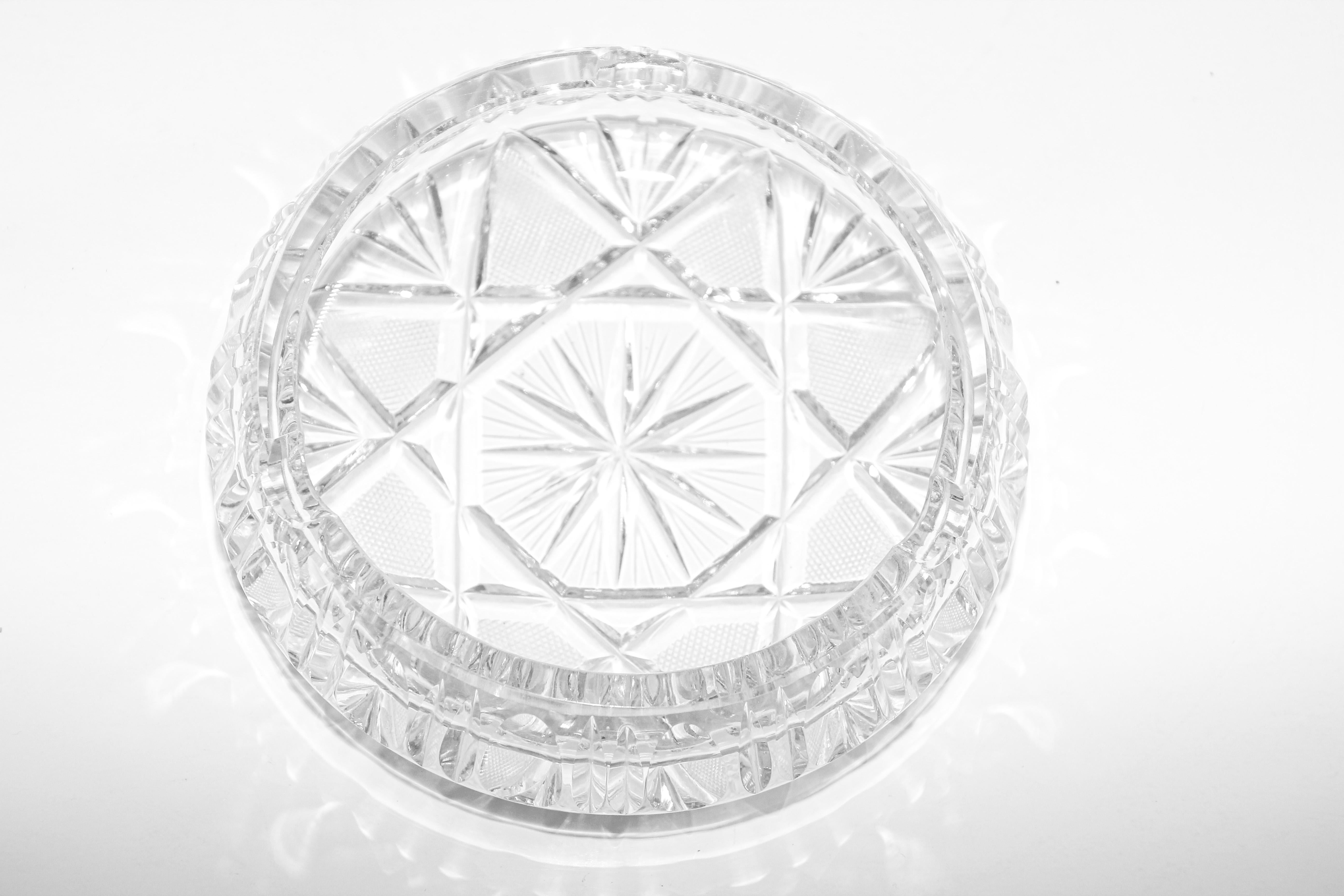 Italian Vintage Cut Crystal Glass Ashtray, Italy, 1960s For Sale