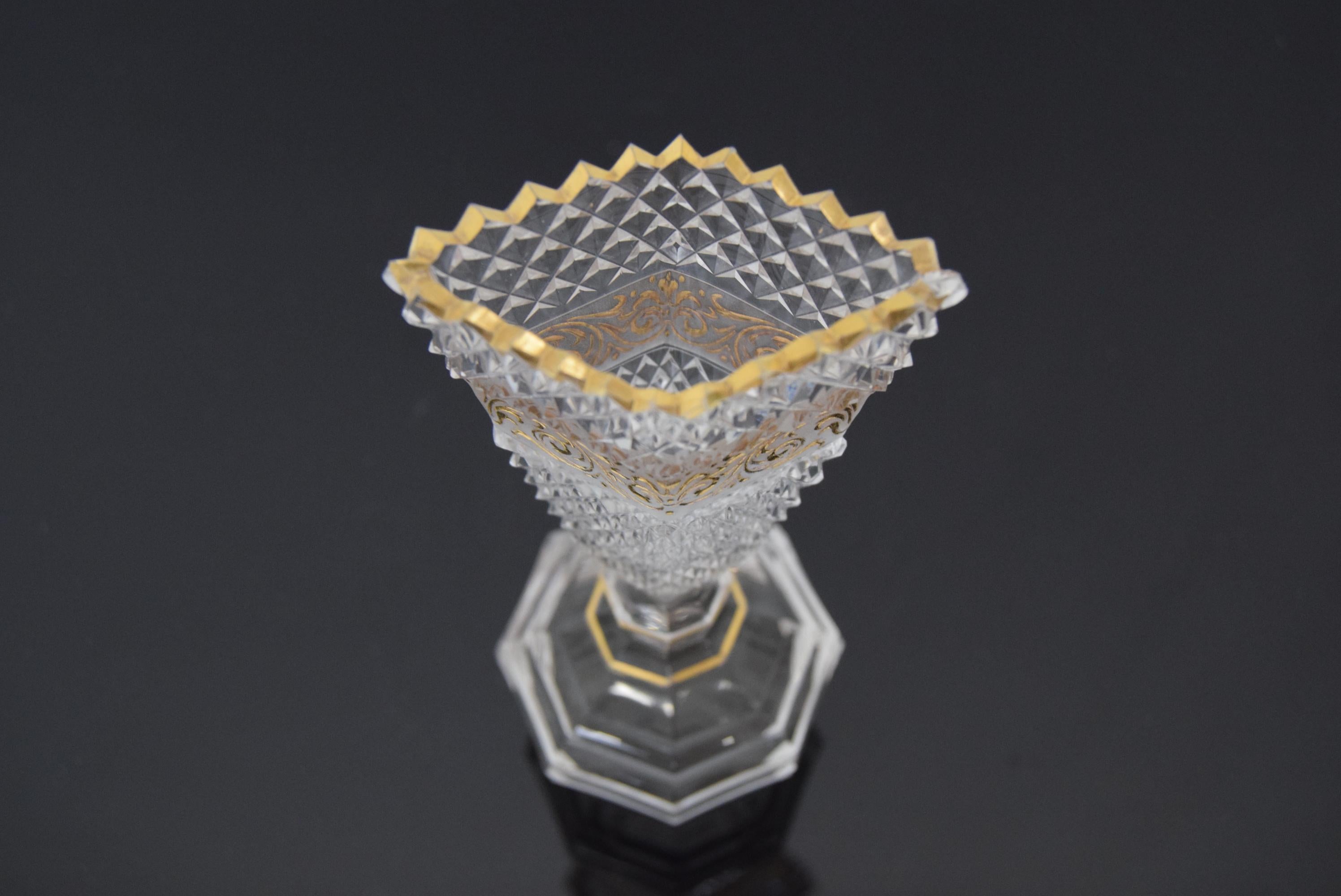 Vintage Cut Crystal Glass Cup, Glasswork Novy Bor, 1950's.  For Sale 5